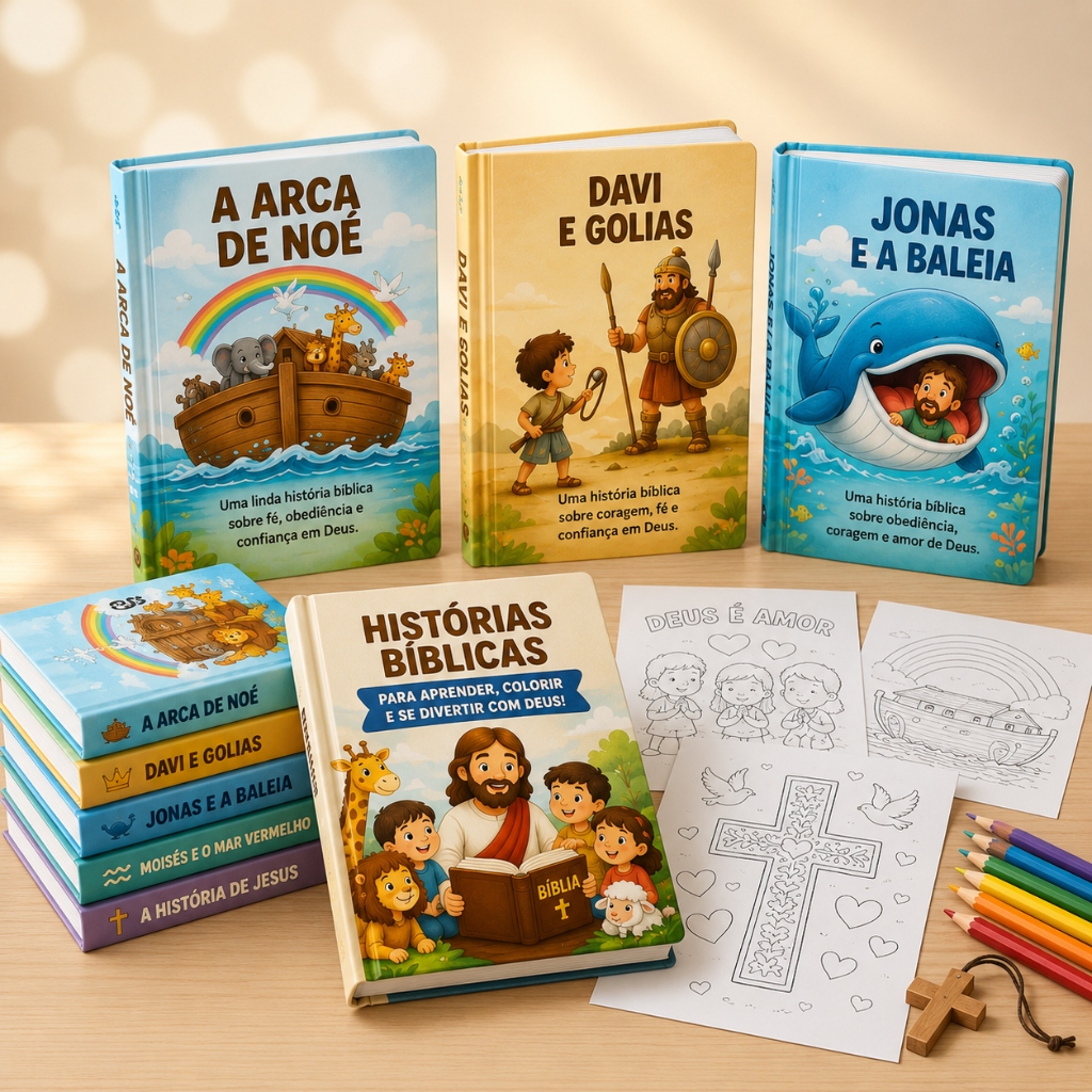 Kit Bíblico Infantil — Coleção completa de livros e atividades bíblicas para crianças